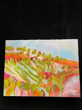 Pink Hills ” Original Acrylic Painting 16”x12”x1.5” On Canvas Handmade